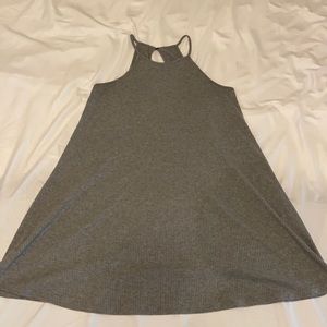 Gray High Neck Ribbed Dress